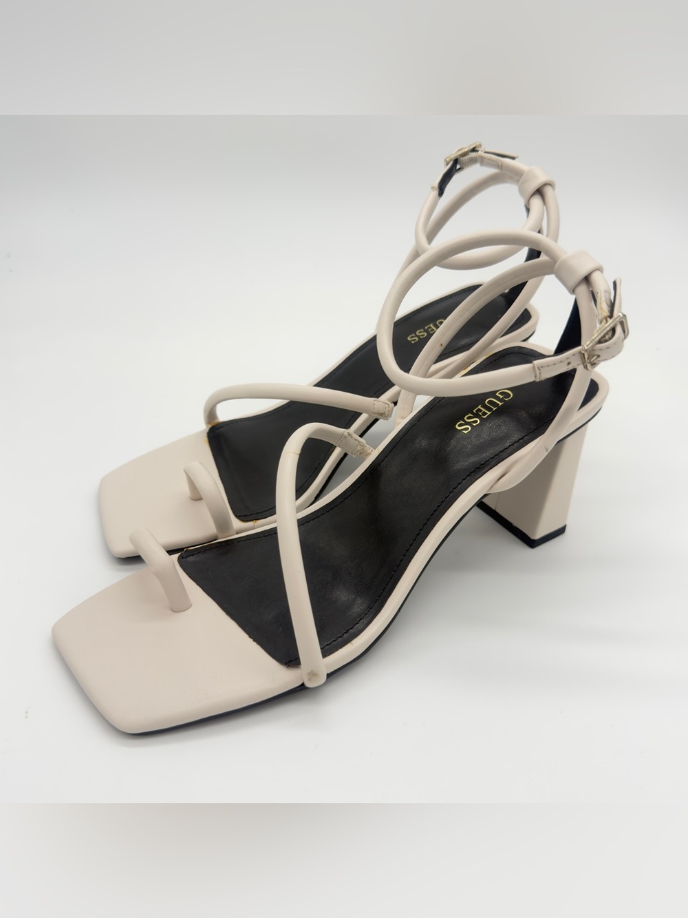 GUESS Nude Multi-Strap Block Heel Sandals